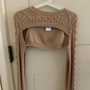 Anthropologie Beige Cable Knit Cropped Sweater